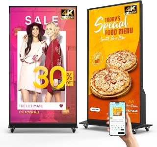 75 Inch Full Screen Indoor Floor Stand Digital Signage Kiosks Android 11 System 2GB+32GB LCD Poster Display With WiFi/HDMI/USB Input Auto Media Player, 4K UHD&CMS Remote Management for Retail Business