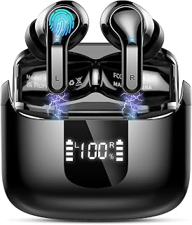 2026 Wireless Headphones Bluetooth 5.4 Earbuds, 6D-Stereo 50+Hrs Earphones | Deep Bass in Ear Buds with ENC Noise Cancelling, USB-C Fast Charging, IP-X7 Waterproof, 3g Mini Headset for Sport Android iOS