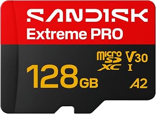 SANDISK Extreme PRO microSD + Adapter 128GB, Up to 250MB/s Read Speeds | UHS-I, V30, 5K, 4K UHD, U3, C10, A2, Ideal for Action Cams, Drones, Android Devices, Laptops, Up to 170MB/s Write speeds