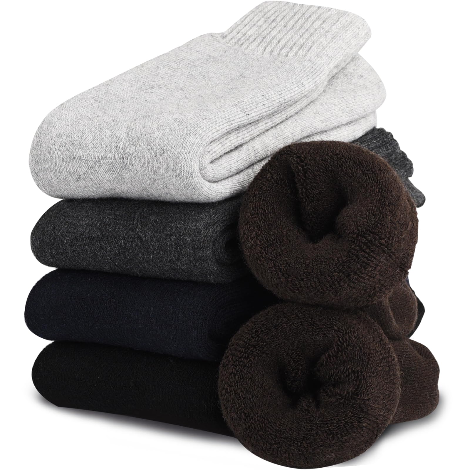 VoJoPi Men's Thermal Socks, 5 Pairs Winter Socks with Soft Terry Towel, Comforta