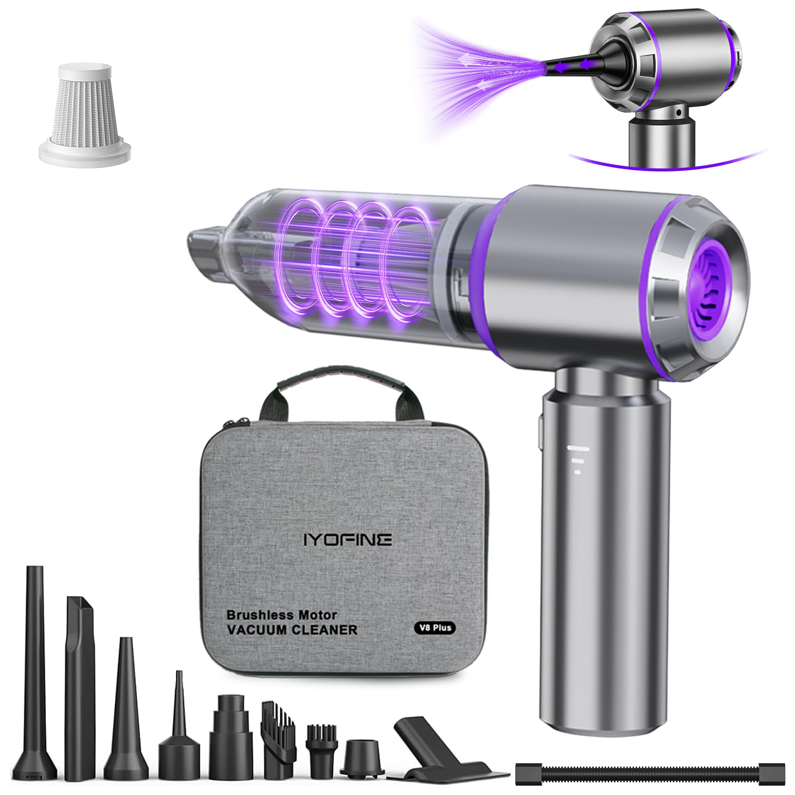 Vacuum/Air Duster Super Power Mini Car Vacuum Cleaner 4-in-1 air Blower Gun | 80