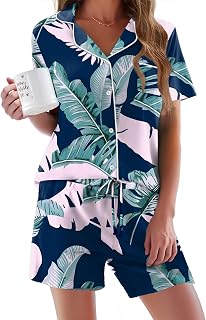 Ekouaer Women's Short Sleeve Sleepwear Soft PJ Set XS-XXL