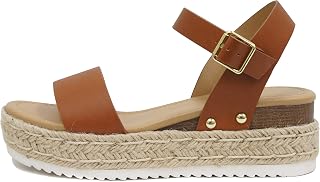 SODA Clip Topshoe Avenue - Espadrillas da donna, punta aperta e cinturino alla caviglia, Marrone (Tan 2), 38.5 EU