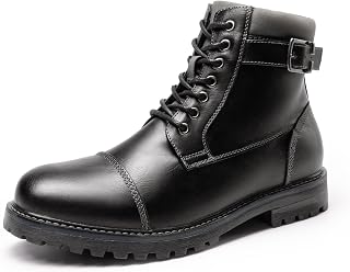 Bruno Marc Men's Oxford Military Boots Lace-up Motorcycle Boots with Side