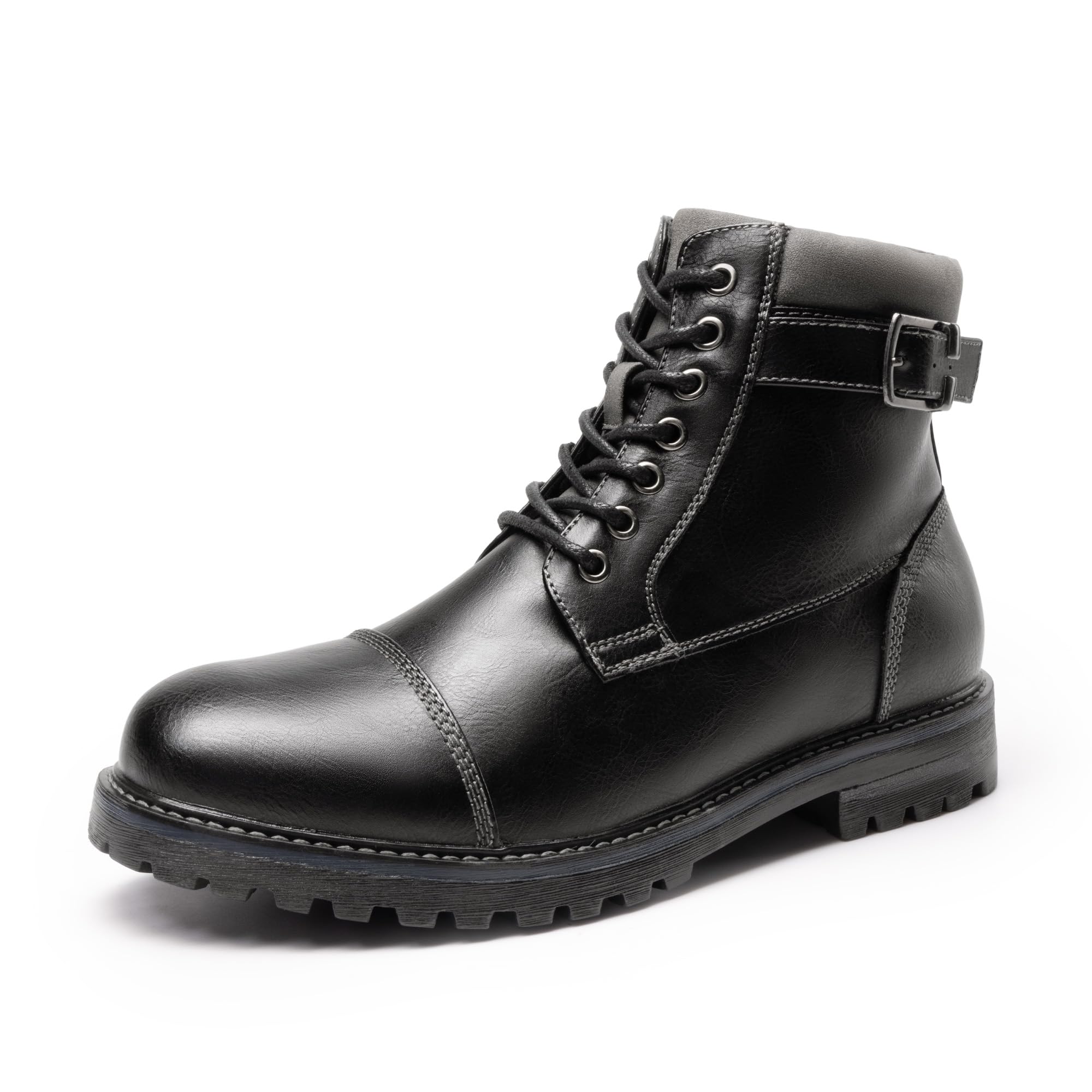 Bruno Marc Men's Oxford Military Boots Lace-up Motorcycle Boots with Side