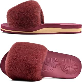COFACE Plush Slippers, Women's Fur Slippers, Cosy Slides, Women's Slippers, Summer, Winter, Bathing Shoes