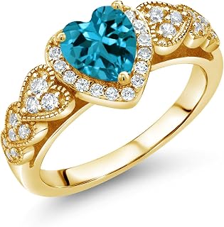 Gem Stone King Yellow Gold Plated Silver Heart Ring