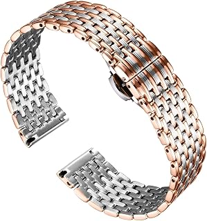 BINLUN Stainless Steel Watch Straps Mesh Replacement Lightweight Metal Polished Strap for Men Watch Women 12mm/14mm/16mm/18mm/20mm/22mm with Butterfly Buckle