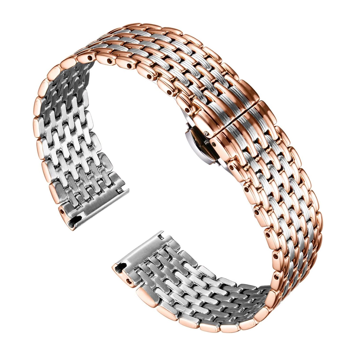 BINLUN Stainless Steel Watch Straps Mesh Replacement Lightweight Metal Polished 