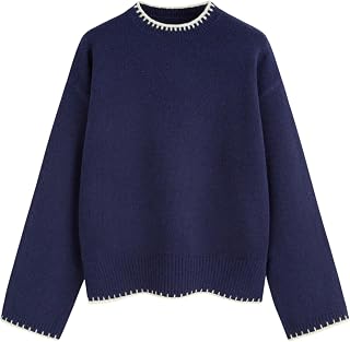 CIDER Womens Sweater Long Sleeve Split Hem Color Block Crew Neck Tops Fall Outfits