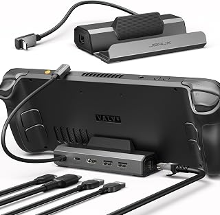 JSAUX 4K@120Hz Docking Station for Steam Deck/OLED/ROG Ally X/Legion Go/MSI Claw, 5-in-1 Dock for Steam Deck OLED with HDMI, 100Mbps Ethernet, Dual USB A 2.0 and 100W USB C Port （HB0602S Upgraded）
