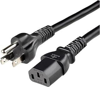 Amazon Basics Replacement Power Cord for Computer, Monitor, TV, Printer, PC, 3 Prong, 18 AWG, 125 Volts, 10 Feet, Black