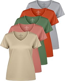 Real Essentials Women's Ladies Dry Fit V Neck T-Shirt (Pack of 12)