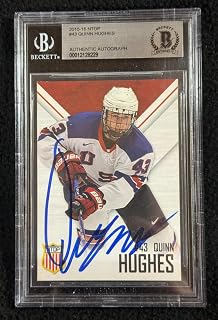 Quinn Hughes Signed USA NTDP Team Issued 1st Ever Card 26 Olympics BAS Certified - Hockey Slabbed Autographed Cards