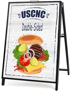 Heavy Duty A-Frame Sidewalk Sign 24 x 36 Inch, Portable Double-Sided Sandwich Board Slide-in Folding Metal Signboard (Frame only，No white board)
