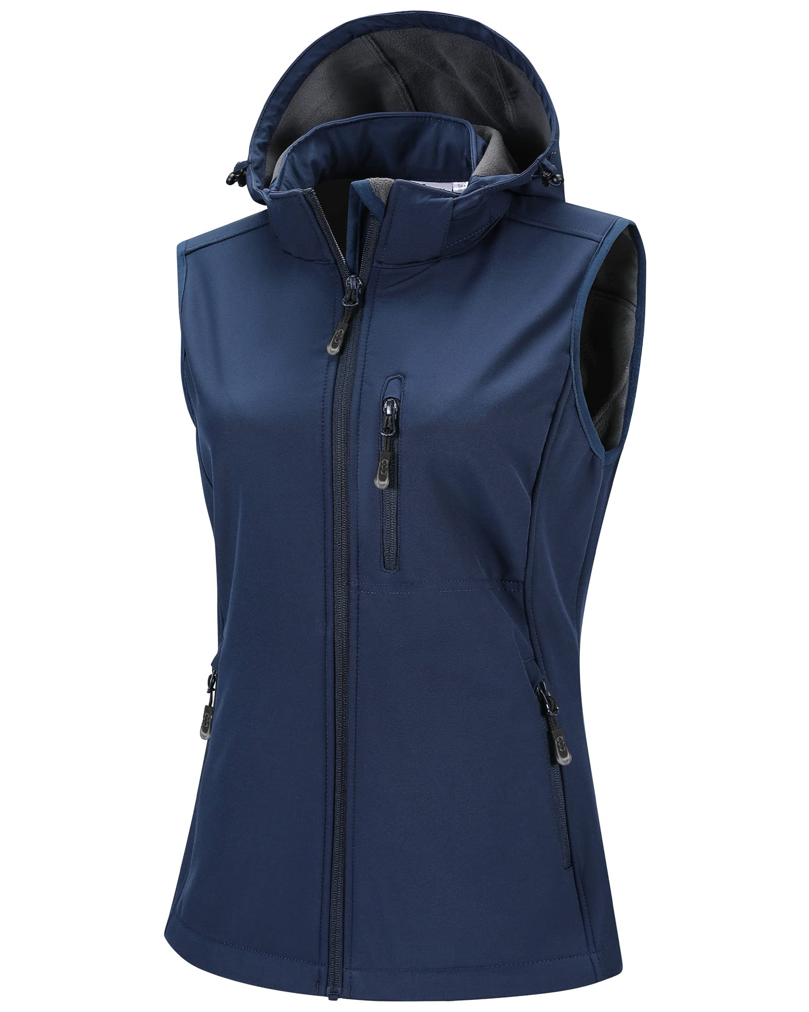 33,000ft Women's Hooded Lightweight Softshell Vest Fleece Lined for Running