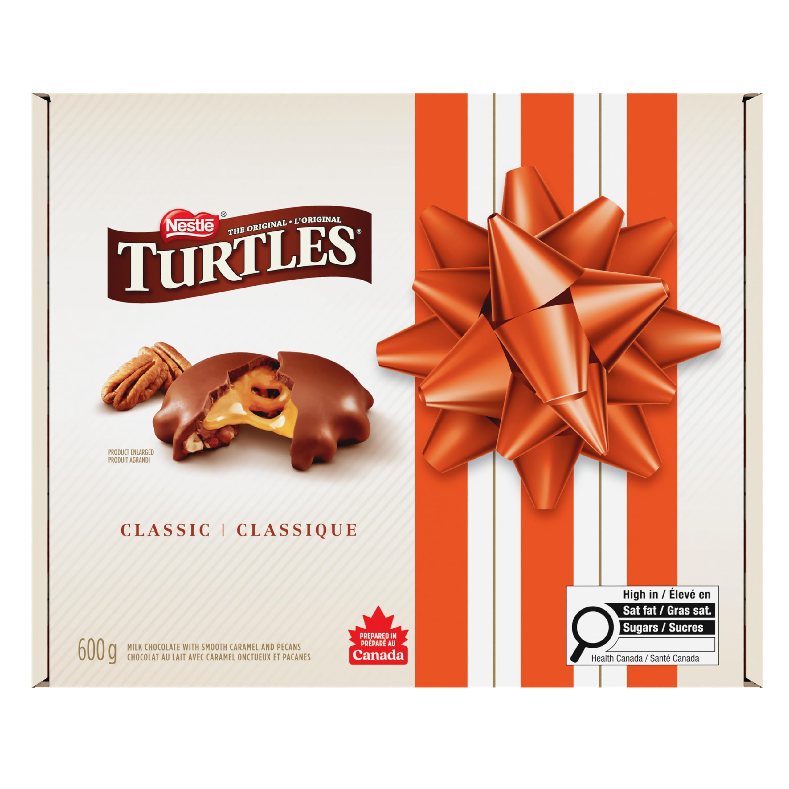 TURTLES Gift Box, Caramel, Pecans & Chocolate, 600 g | Prepared In Canada, Glute