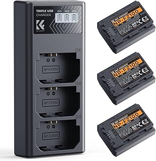 K&F Concept 3-Pack NP-FZ100 Battery and Upgraded LCD Battery Charger Compatible with Sony A7iii, A7iv, A7C, FX3, FX30, A9, A6600, A6700, ZV-E1, ZV-E10ii, Alpha 9, A9S, A7R III, A7R IV, A7RV, 2280mAh
