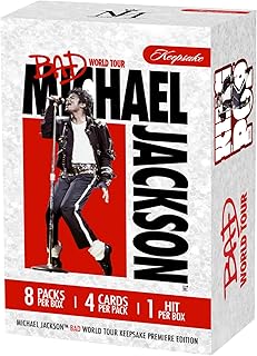 Michael Jackson Bad World Tour Keepsake Premiere Blaster Box Trading Cards | 8 Packs, Authentic Worn Glove Relics, 300+ Card Set, 1/1 Cut Signature Chase, Numbered Parallels