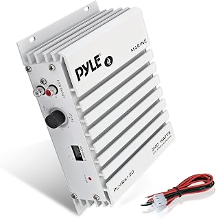 Pyle Hydra Marine Amplifier - Upgraded Elite Series 240 Watt 4 Channel Audio Amplifier - Waterproof, 4-8 Ohm Impendance, GAIN Level Controls, RCA Stereo Input & LED Indicator (PLMRA120)