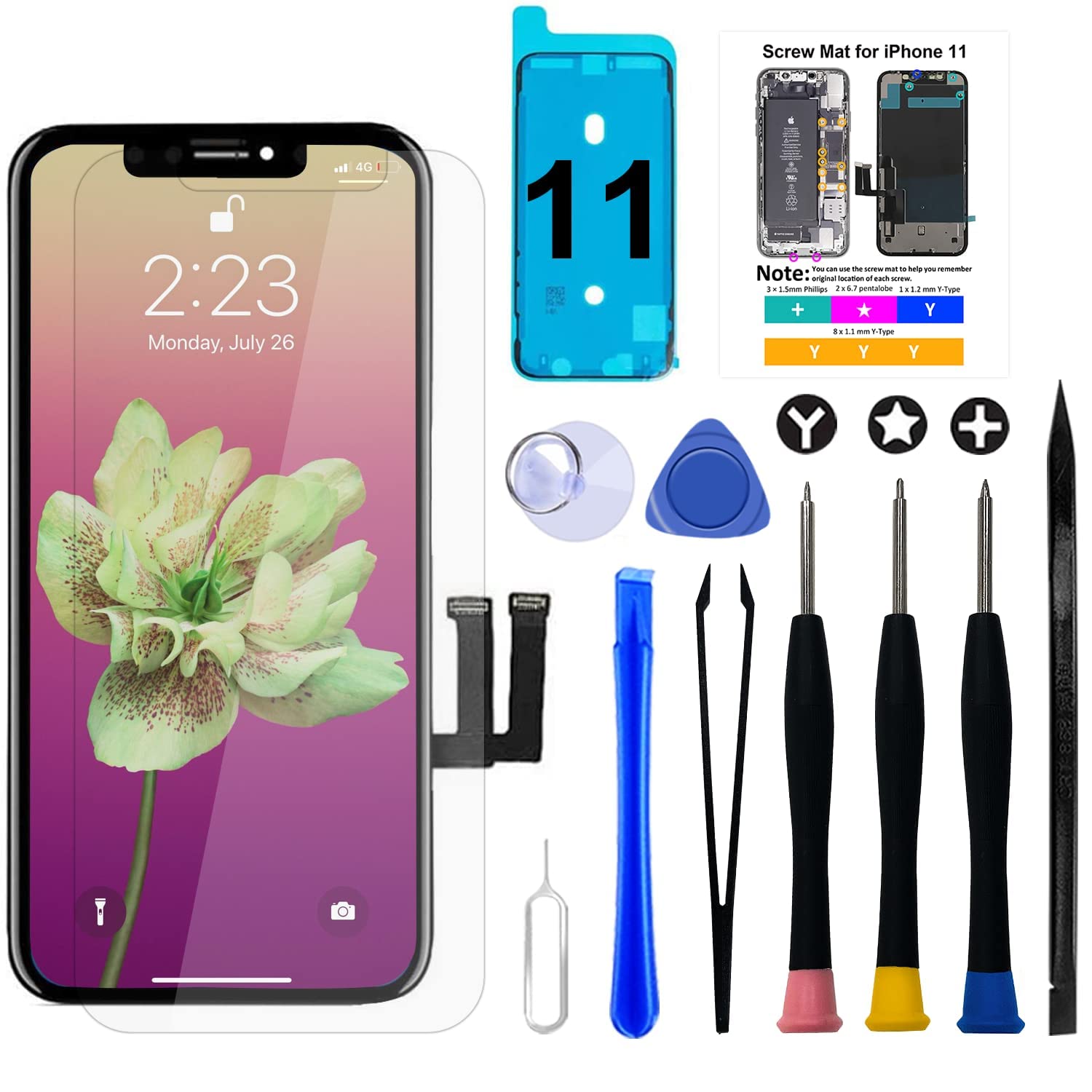 Brinonac iPhone 11 Screen Replacement Kit, 6.1" 3D Touch Display Digitizer Frame