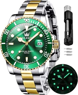 OLEVS Mens Quartz Watches Fashion Waterproof Analog Stainless Steel Date Week Luminous Diamond Watches