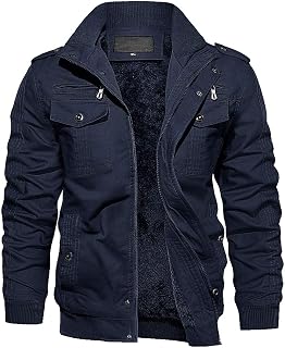 EKLENTSON Mens Winter Jacket with Multi Pockets Fleece Lined Military Coat