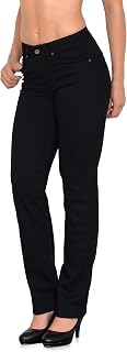 ESRA Straight Jeans Women's Stretch Trousers Women's Jeans High Waist - Premium Women's Jeans Straight Leg up to Plus Size Large Size G6