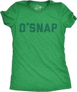 Crazy Dog Tshirts - Womens O Snap T Shirt Funny Shamrock Saint Patricks Day Irish St Patty Tee Her (Heather Green) - 3XL - Femme