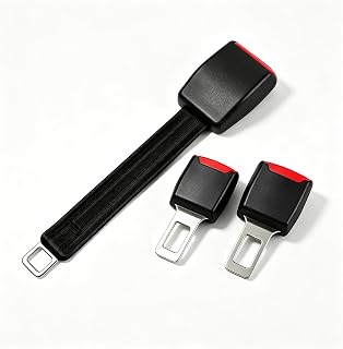 Universal Automotive Accessory, Pack of 3, with Buckle and Red Button, Black