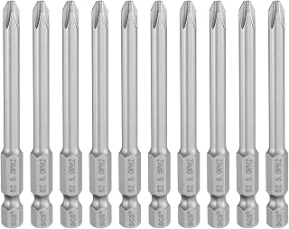 Generic 10pcs #2 Phillips Screwdriver Bit PH2 1/4" Hex Shank 3" (75mm) Long Magnetic S2 Steel Industrial Grade Screw Driver Bit Cross Head Electric Drill Bits 0.197" (5mm) Rod