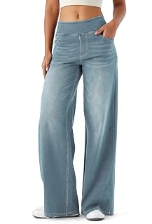 LaiEr Women's Wide Leg Jeans, High Waist, Straight Legs, Loose Fit, Very Elastic Casual Jeans, Suitable for Yoga, Fitness and Leisure Sports