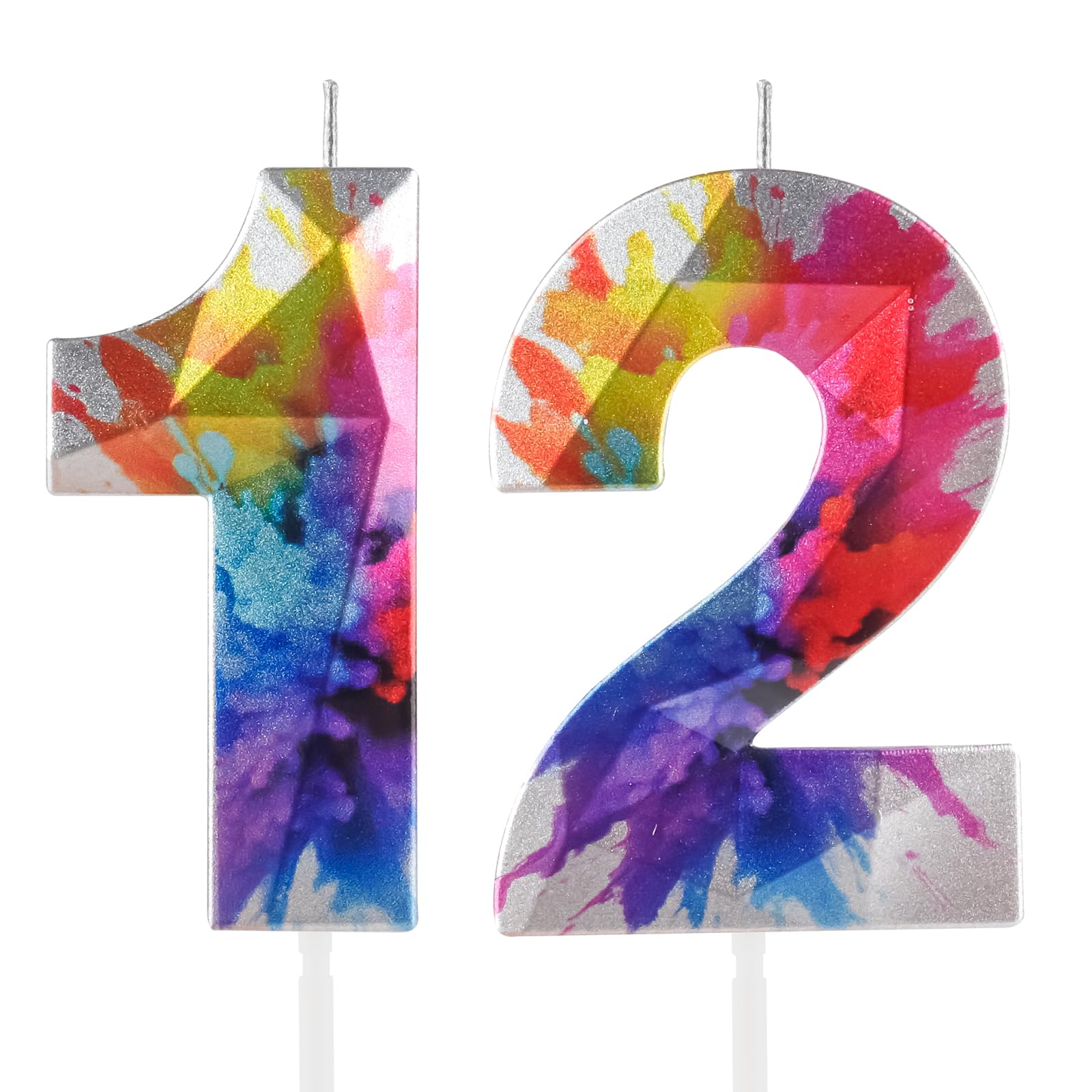 Colorful Graffiti Number 12 Candle, 12 Birthday Candle, Colorful Happy 12 Birthd