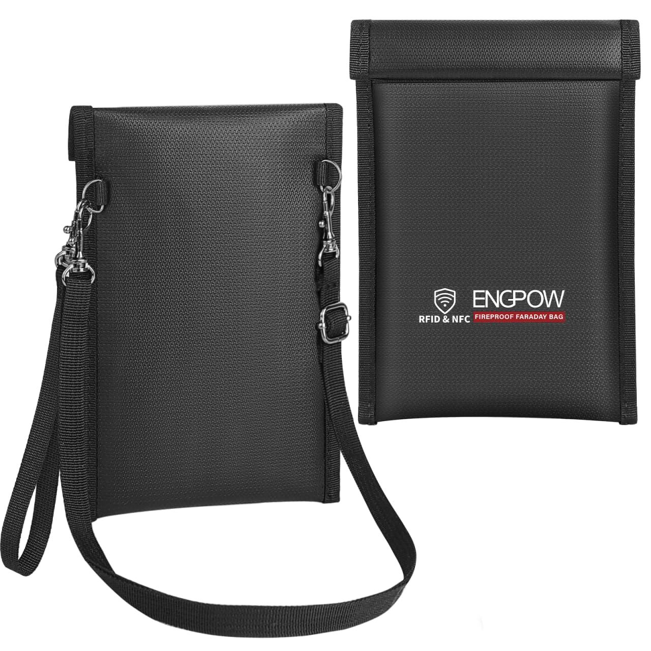 ENGPOW Military Grade Faraday Bag for Phones, Signal Blocking Pouch Black | Fire