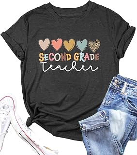 PECHAR ティーチャーシャツ 女性用 ファニーティーチグラフィックTシャツ スクールアウトフィット