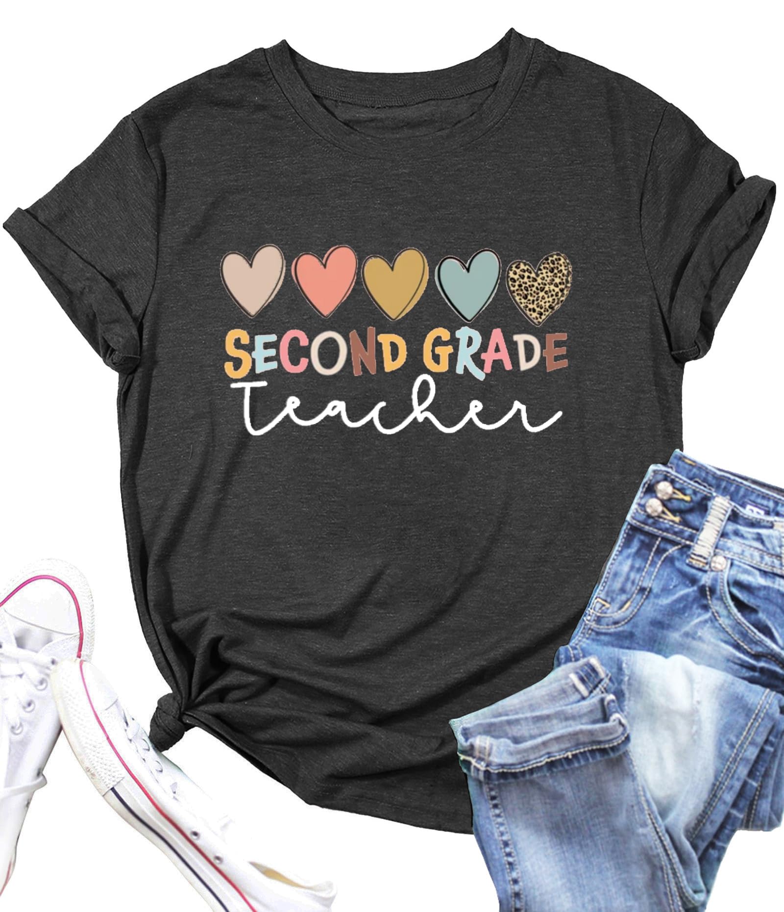 PECHAR ティーチャーシャツ 女性用 ファニーティーチグラフィックTシャツ スクールアウトフィット