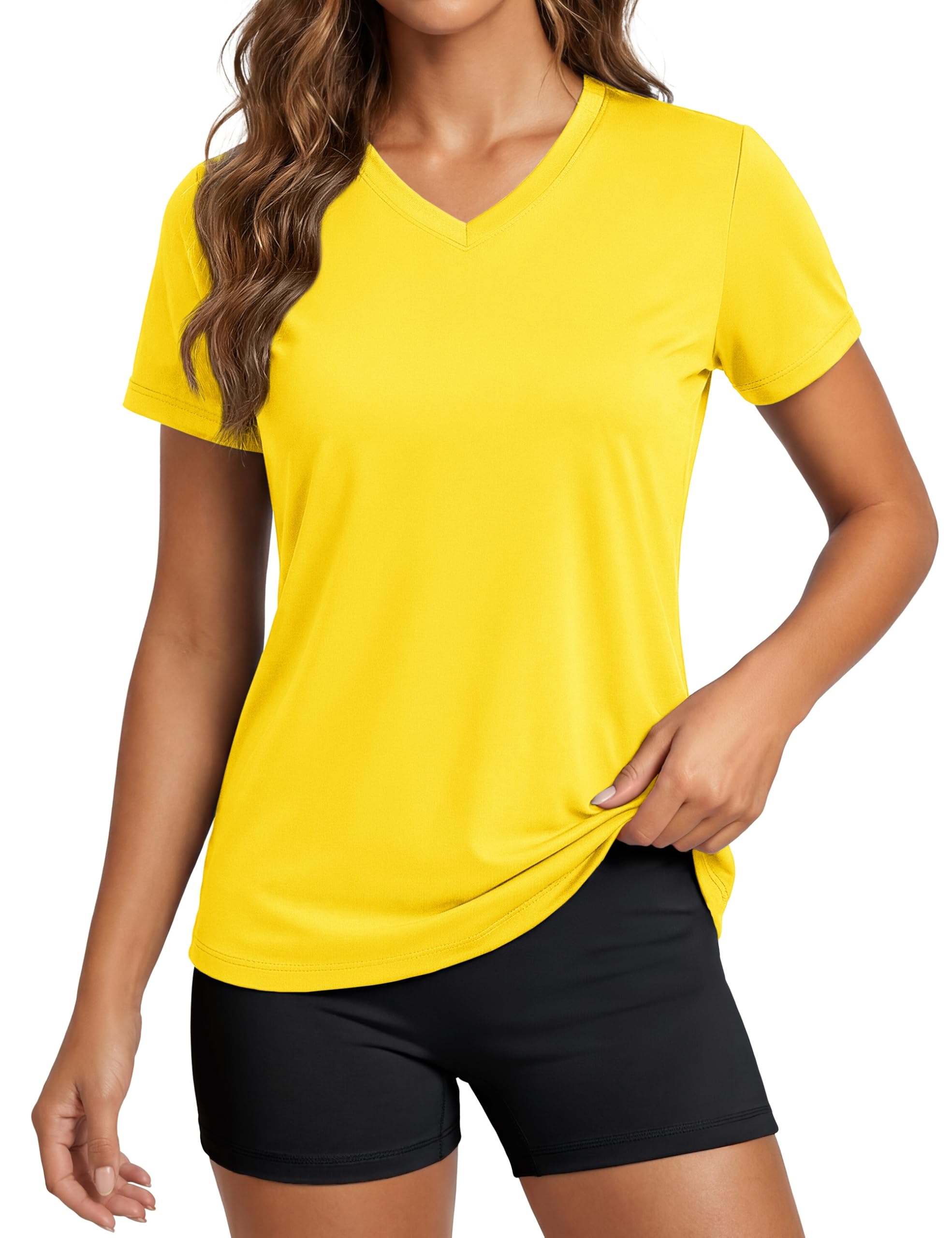 MAGCOMSEN Women Workout Shirts UPF 50+ Sun V Neck Top | Short sleeve sun protect