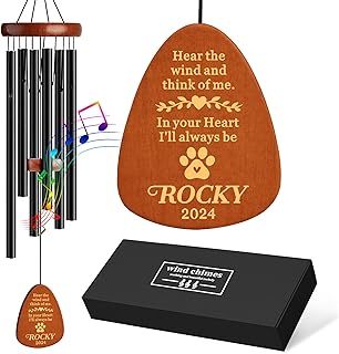 Personalized Dog Memorial Gifts for Loss of Dog, 25.5'' Pet Memorial Gifts for Dogs, Pet Memorial Wind Chimes, Loss of Dogs Sympathy Gift, Pet Passing Away Gift for Loss Loved One(Design 2, Black)
