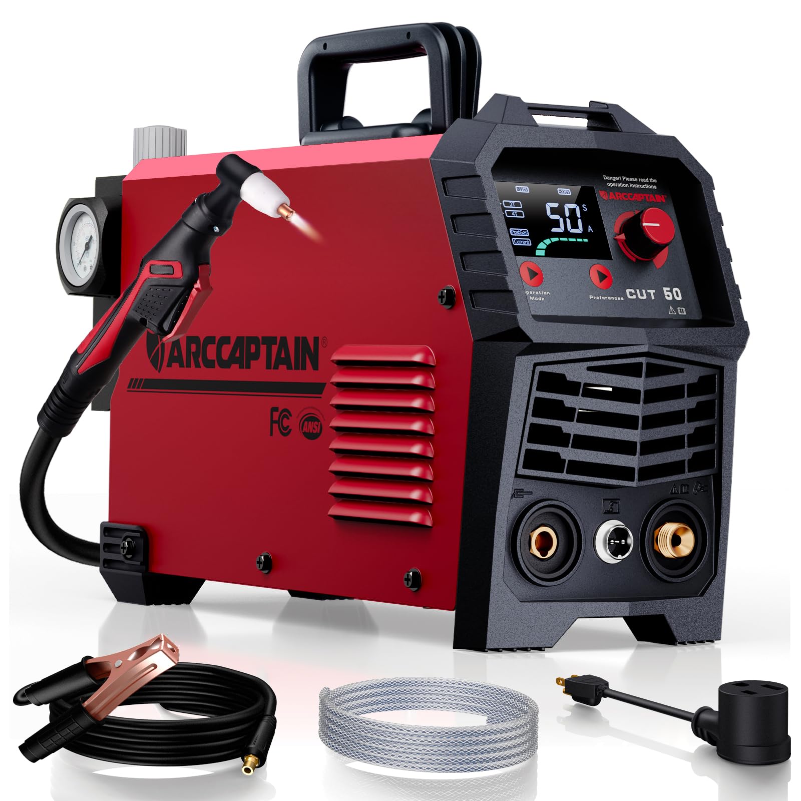 ARCCAPTAIN 50A Plasma Cutter Machine, 110V/220V Dual Voltage, 2/3" Max Cut | 1/2