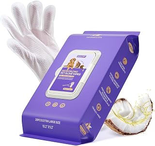 HICC PET Dog Wipes for Dogs & Cats, Glove Design, 20 Count | Fresh Coat Between Baths, Head-to-Tail Grooming, Plant-Based Formula, No-Rinse, Quick Everyday Cleanups, Coconut Scent