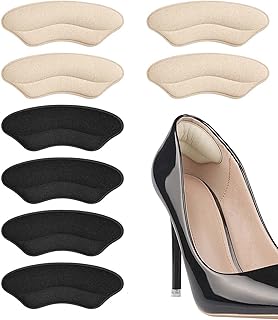 Heel Pads for Shoe That are Too Big, Inserts for Women, Heel Grips for Womens Mens, Protectors Cushion Liners for Blisters Loose Shoes, Comfort Fillers (Suede BeigeBlack, 4 Pairs)