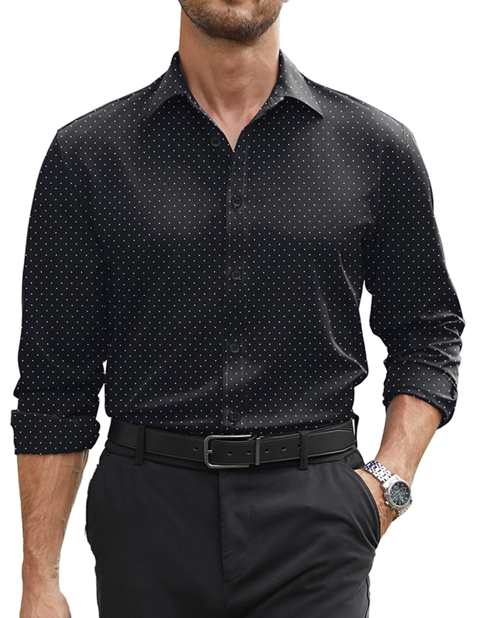 COOFANDY Mens Stretch Long Sleeve Button Down Shirt Regular Fit Formal Work Shir