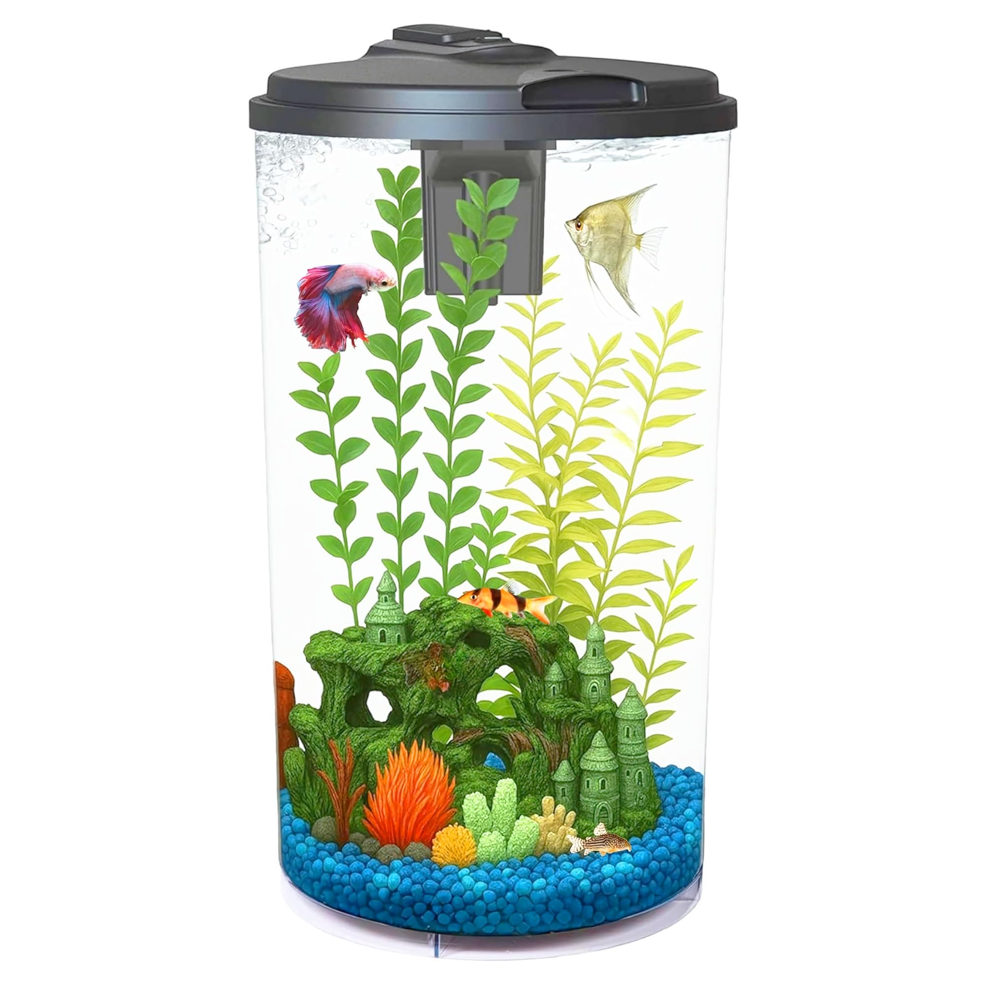 Koller Products Plastic 6-Gallon AquaView 360 Aquarium Kit for Tropical Fish, Be