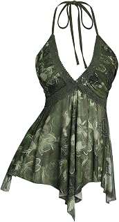 BEAUDRM Women's Y2k Cheetah Print Top Leopard Flowy Halter Going Out Tops