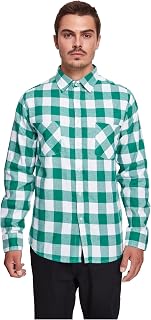 Urban Classics Checked Flanell Men's Flannel Shirt Black/White 100% Cotton Regular