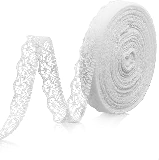 LYXMYGS 30-Yard Lace Trim Ribbon, White Lace Ribbon, 0.5 inch Width White Laces Trims Delicate Floral Pattern Ribbons for Crafts Sewing and Bridal Wedding Dress Applique Decorations