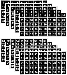 10 Sheets Number Stickers, 5 Sets of 1 to 100 Square Vinyl Stickers Waterproof for Sorting and Organizing Boxes, Lockers for Indoor Outdoor Office, School (Black, 1 Inch)