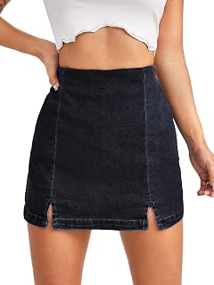 Floerns Women's Split Hem High Waist Denim Skorts Skirt Shorts