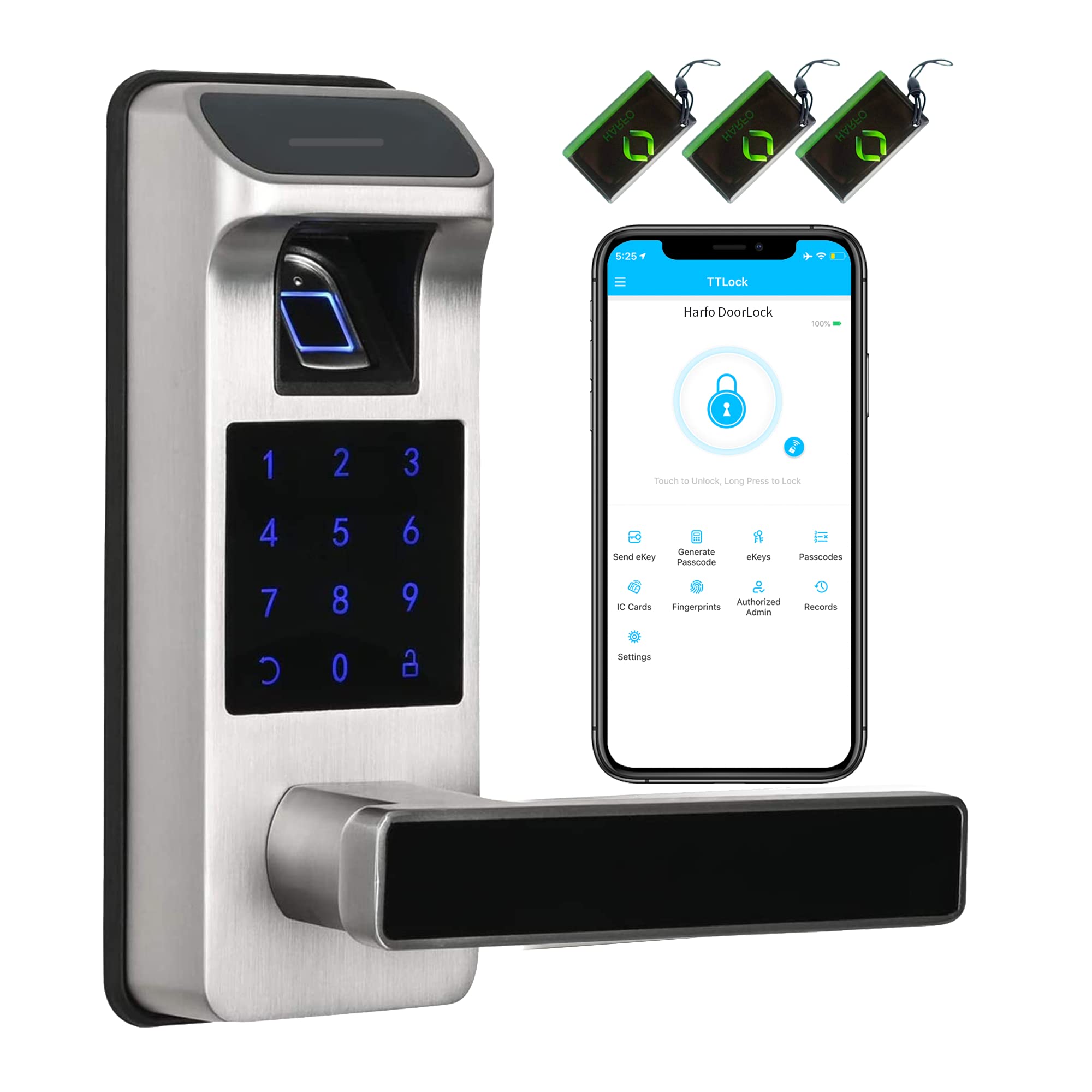 Harfo Smart Door Lock, Heavy Duty 5 in 1 Keyless Entry Door Lock, Full App | Dig