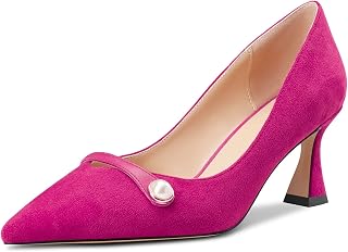 Castamere Women's Block Chunky Mid Heel Pointed Toe Slip-On Pumps Wedding Office 6.5 cm Heels